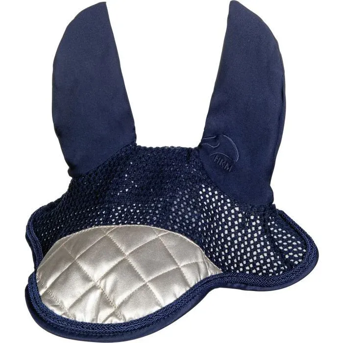 Bonnet anti-mouches Golden Queen Style HKM - Poney - Bleu fonc / dor Prix Choc