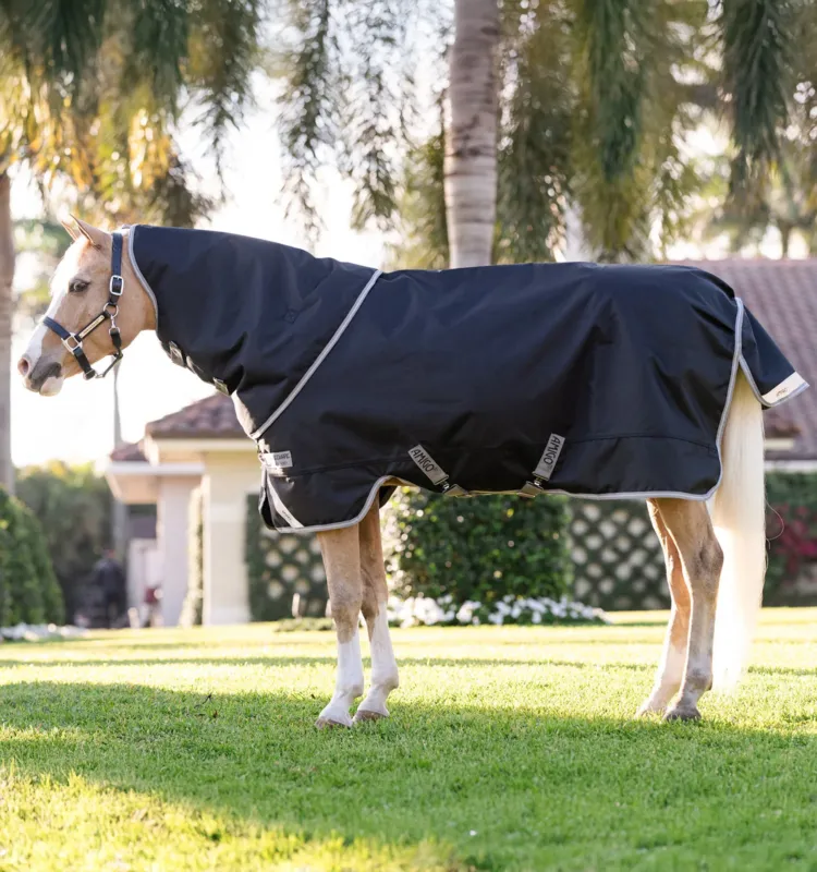 Soldes Couverture Horseware Amigo 1200D Plus Poney Turnout 0g - 110 cm - Noir / gris titane / argent