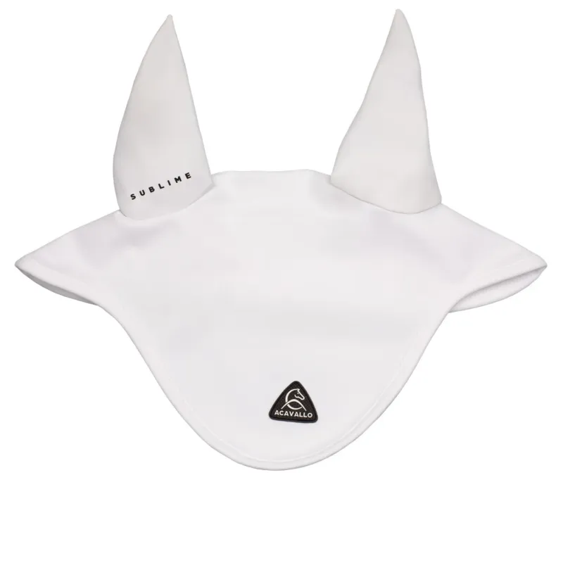Expdition Rapide Bonnet anti-mouches Acavallo Sublime en Spandex avec patch logo en silicone - Cheval - Blanc