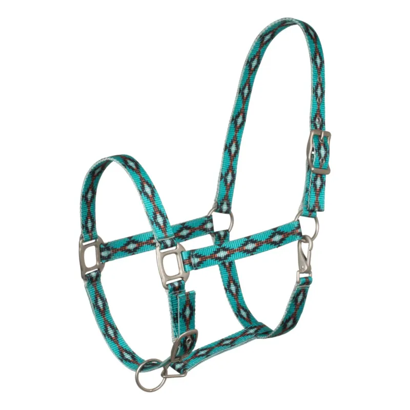 Prix Choc Licol nylon Pools motif Navajo - Cheval - Turquoise