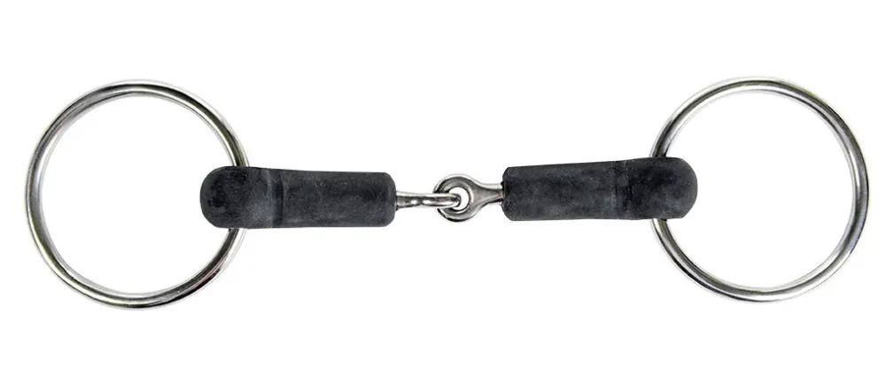 Mors anneaux HKM 18 mm caoutchouc - 115 mm - Noir Authentique
