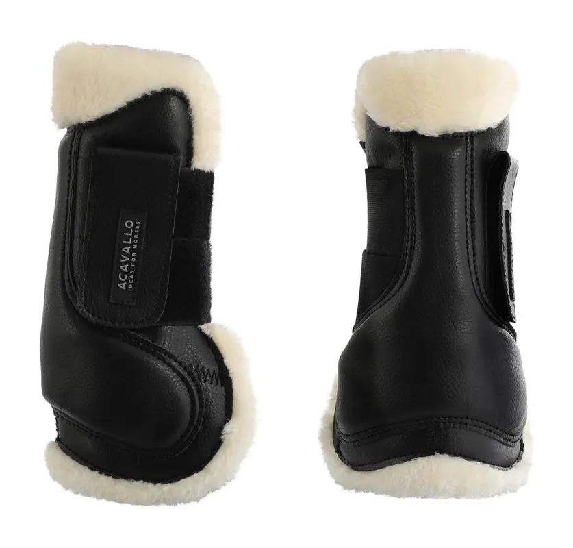 Acheter En Ligne Gutres en cuir cologique avec double velcro Acavallo - Cob - Noir