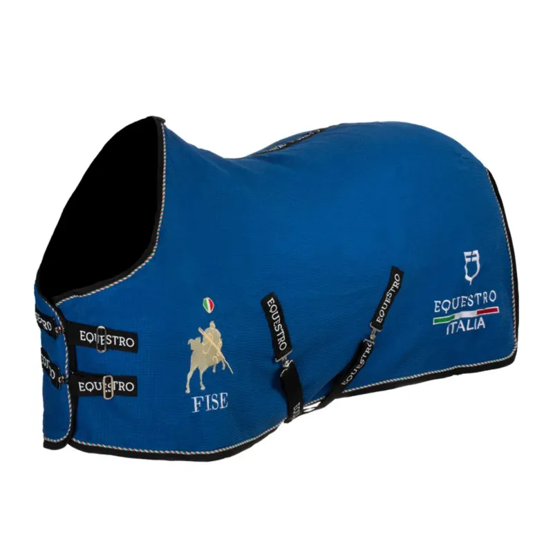 Prix Promo Chemise de box Equestro x FISE en tissu nid dabeille - 165 cm - Bleu de savoie
