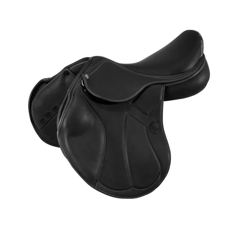Selle de saut Guttuso avec panneaux en laine Acavallo - 18" - Noir Prix Bas