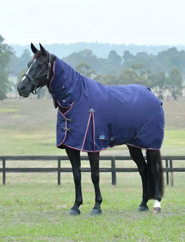 Offre Du Jour Couverture Weatherbeeta ComFiTec Essential Turnout 220g combo - 140 cm - Marine / bourgogne