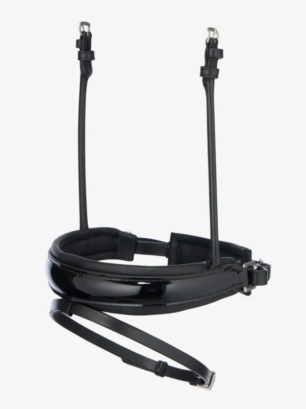 Muserolle LeMieux Kudos roule en cuir verni - Cheval - Noir / argent Livraison Gratuite