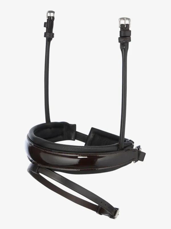 Nouveaut Muserolle LeMieux Kudos roule en cuir - Grand cheval - Marron / argent