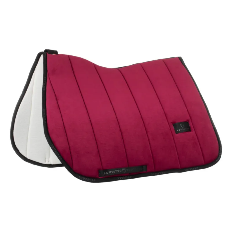 Tapis de selle obstacle en velours et tissu technique Equestro - Cheval - Vin / noir Offre Spciale