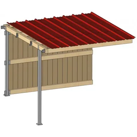 Extension abri prairie SP 3,09x3,18 m bardage/bac acier bdx Soldes