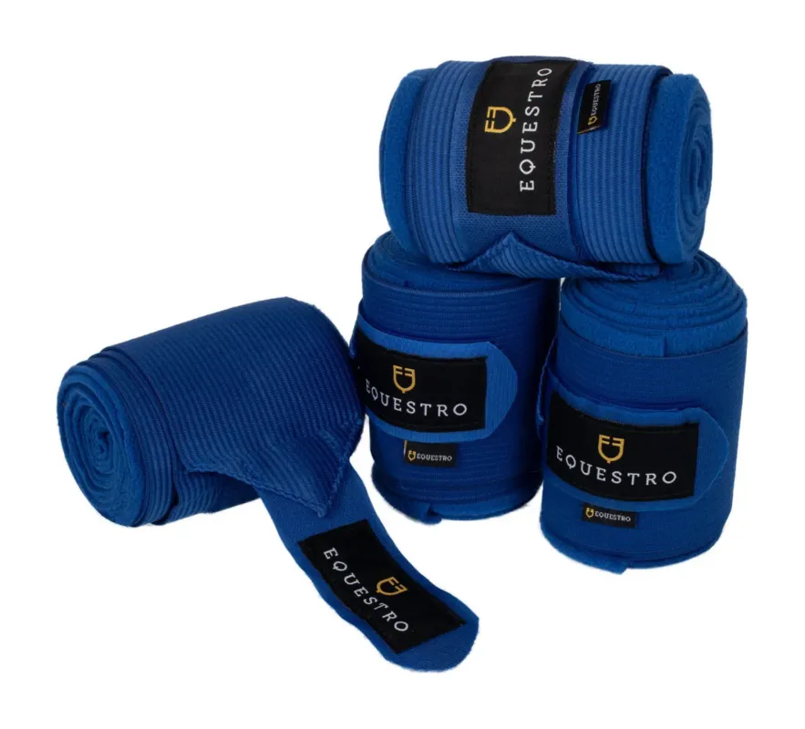 Satisfait Ou Rembours Bandes de travail en polaire et lastique respirantes par 4 Equestro - Bleu royal