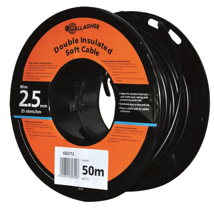 Cble de terre 2,5 mm souple, rouleau de 50 m, 35 Ohm/km Prix Cass