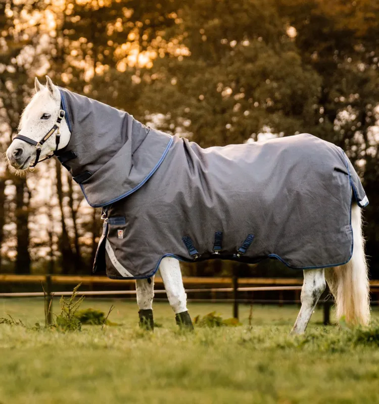 Offre Du Jour Couverture Horseware Rhino Hexstop Plus Turnout 100g 1000D - 115 cm - Gris / indigo / marine
