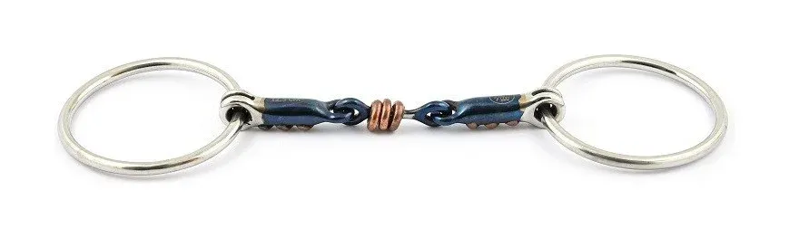 Prix Promo Mors Jump'In Blue Steel double brisure et incrustation cuivre - 125 mm