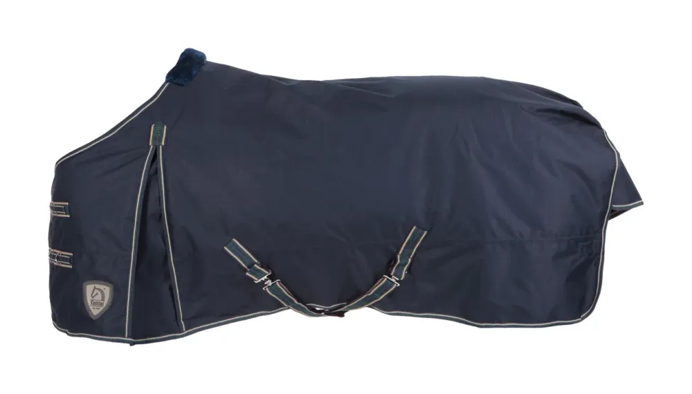 Marque Couverture de paddock Tattini - 145 cm - Bleu / passepoils vert / bleu