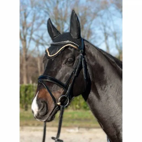 Bonnet mouches HKM - Noir - Liser Argent - Poney Affaire Saisir
