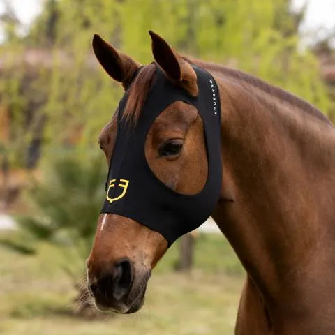 Seulement Aujourdhui Masque anti-mouches lasthanne EQUESTRO - Respirant et protecteur - Noir-Noir - Small