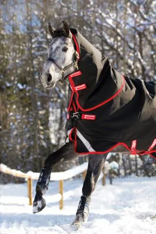 Couverture Rambo Supreme Turnout Heavy VL 450g - NOIR/ROUGE - 7'0 / 160 CM Promotion Saisonnire