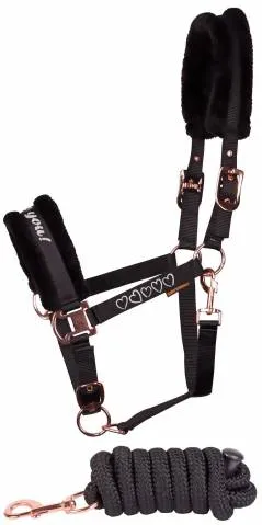 Licol et longe Love - Harry's Horse - Doubl en fausse fourrure - Rose - Poney Commande En Gros