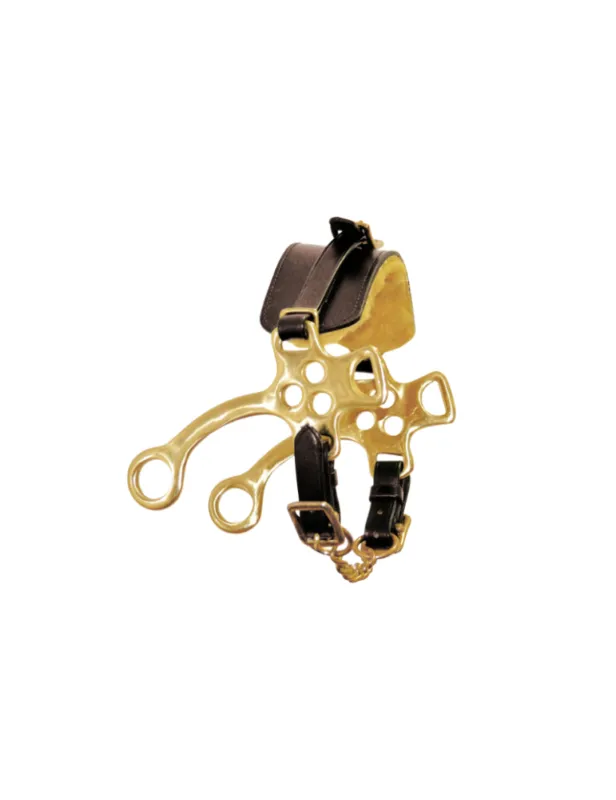 Hackamore en laiton avec muserolle en cuir – marron Prix Cass