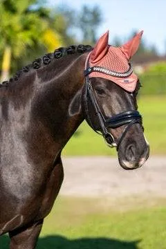 Bonnet anti-mouches Modern Coral - Equestrian Stockholm - Corail - Cheval Haute Qualit