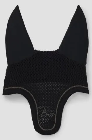 Retour Gratuit Bonnet anti-mouches Glitter Noir - Boss Equestrian - Coton respirant - Noir - Cheval