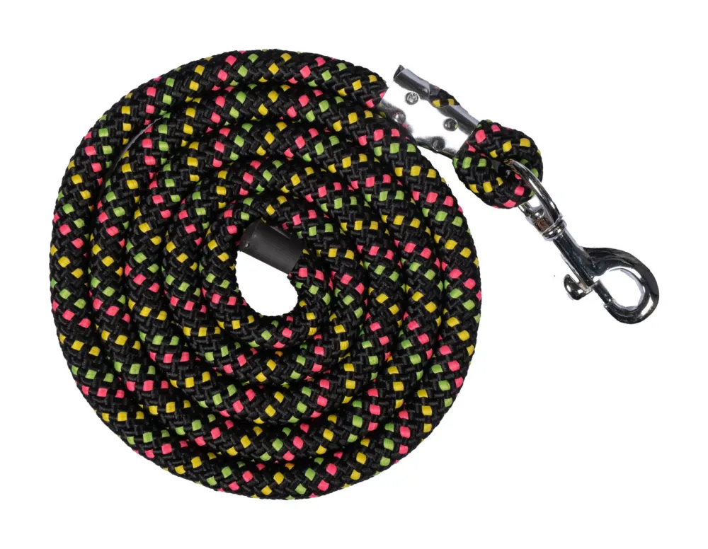 Prix Promo Longe HKM Neon Flash avec mousqueton - 180 cm - Noir