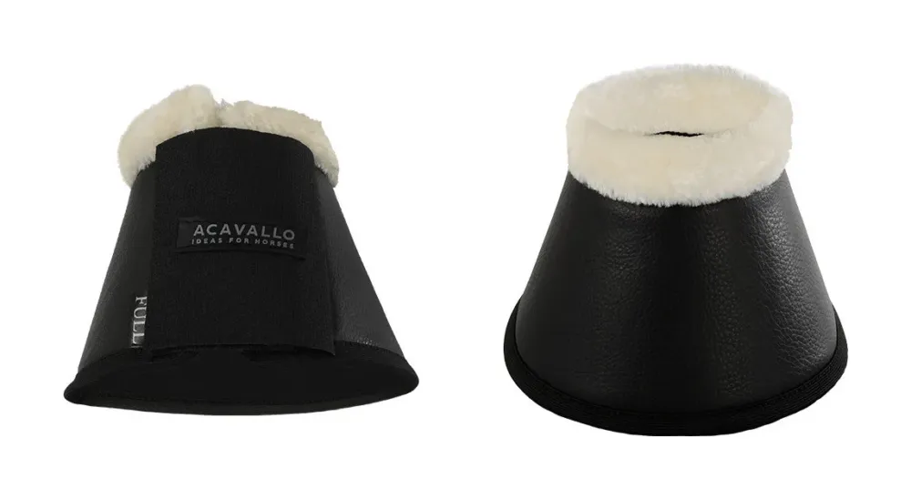 Cloches en cuir cologique mouton avec fermeture velcro Acavallo - Poney - Noir Achat Immdiat