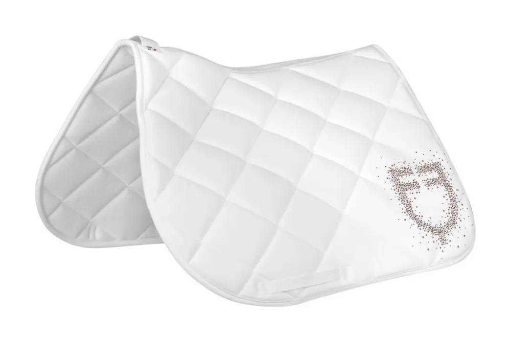 Paiement Scuris Tapis de saut logo en strass Equestro - Poney - Blanc