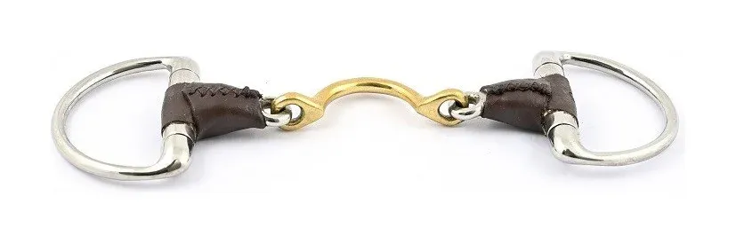 Expdition Rapide Mors olives Jump'In double brisure avec passage de langue recouvert de cuir - 125 mm