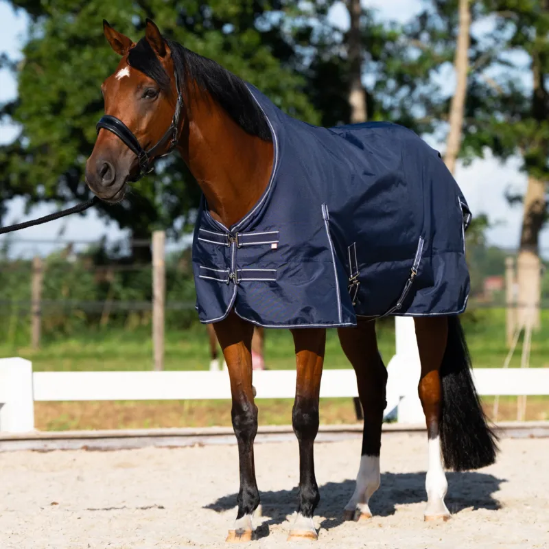 Couverture de paddock Imperial Riding Basic avec couvre-cou haut 300gr - 115 cm - Marine Paiement Scuris