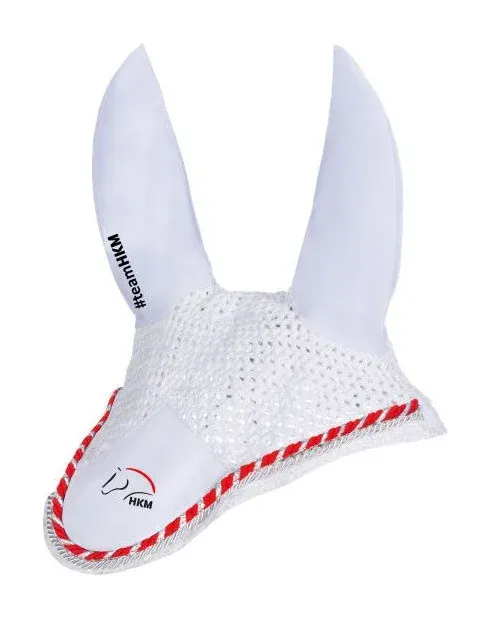 Bonnet anti-mouches Team HKM HKM - Pur-sang - Blanc Solde
