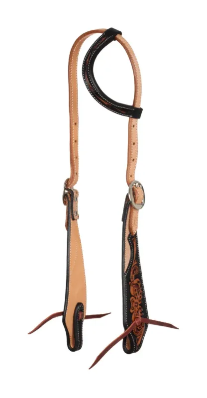 Livraison Gratuite Bridon western one-ear Pools dark floral tooling - Noir / naturel