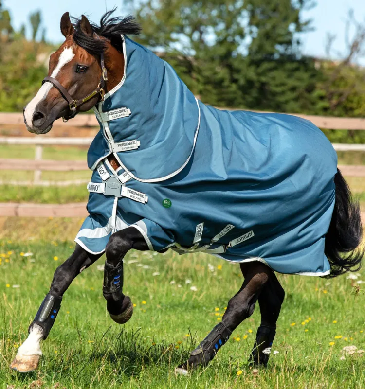 Couverture Horseware Amigo AmEco 12 Plus 100g - 115 cm - Sarcelle / gris Haute Qualit