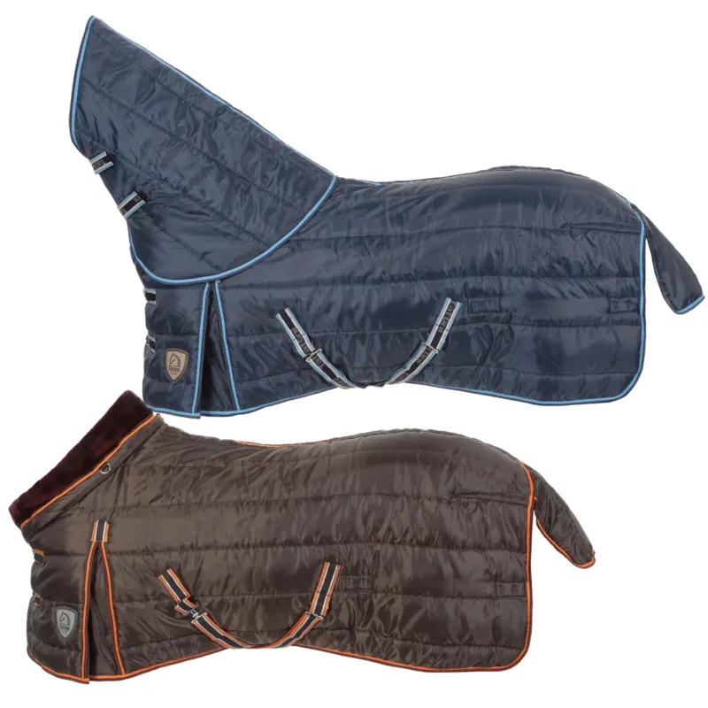 Couverture de box Tattini avec couvre-cou en mouton synthtique - 165 cm - Marron Promotion Saisonnire