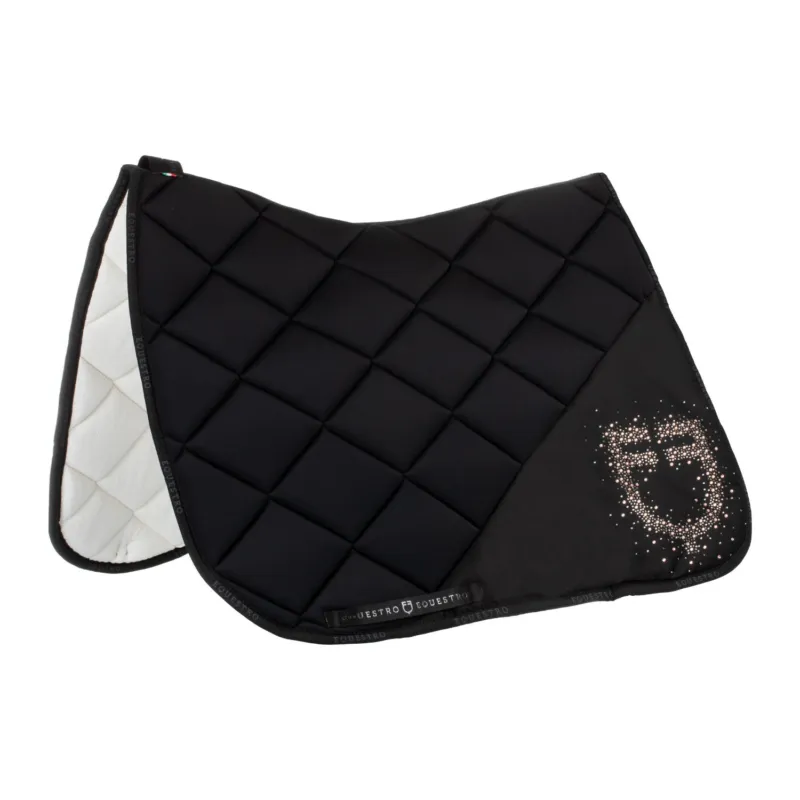 Prix Cass Tapis de dressage Equestro logo en strass - Poney - Noir