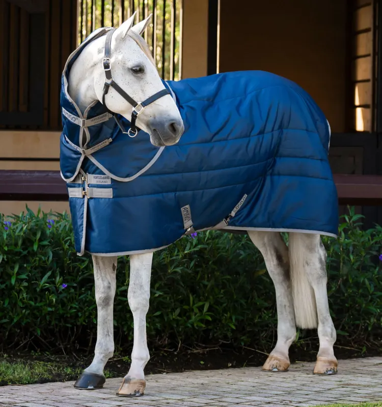 Meilleure Vente Couverture d'curie Horseware Amigo Ripstop Insulator Plus 200g - 160 cm - Marine / gris titanium