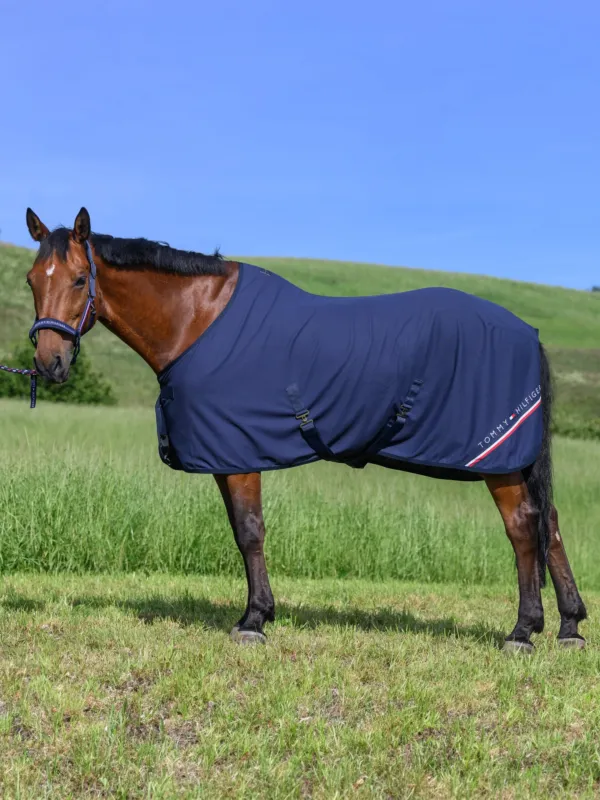 Couverture schante Tommy Hilfiger Equestrian gaufr - 125 cm - Bleu marine Super Prix