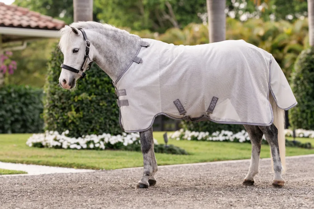 Commander Vite Chemise anti-mouches Horseware Amigo Bug Rug Pony - 80 cm - Argent / gris titanium / argent