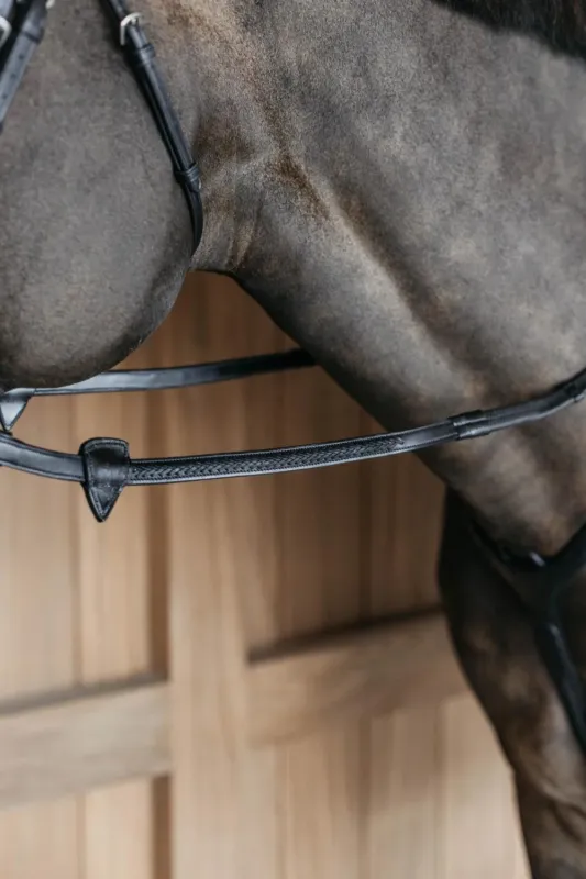 Meilleur Prix Rnes caoutchouc 1/2 avec 7 arrtoirs et finition tress Dy'on - Poney - Noir