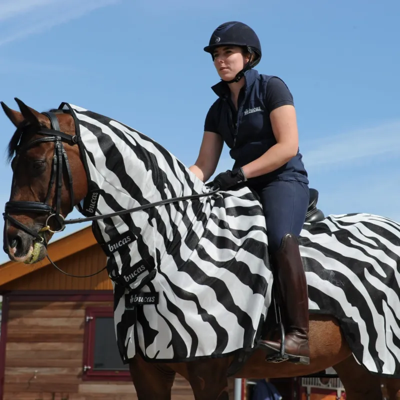 Couverture anti-mouches Zebra Bucas Buzz-Off Riding - 145 cm Top Vente