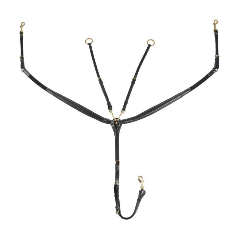 Collier de chasse Equestro avec fourche en cuir tann et boucles en acier NEW - Poney - Noir Satisfait Ou Rembours