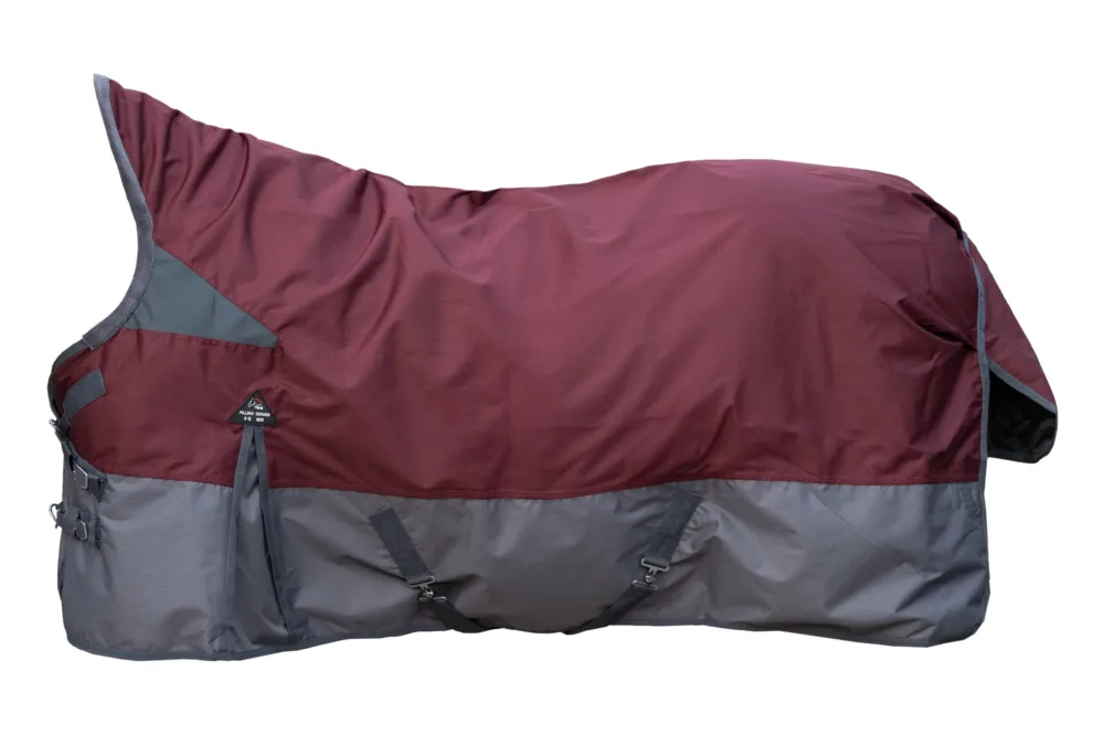 Promotion Saisonnire Couverture highneck HKM Yukon 600D 300g - 115 cm - Rouge fonc / gris