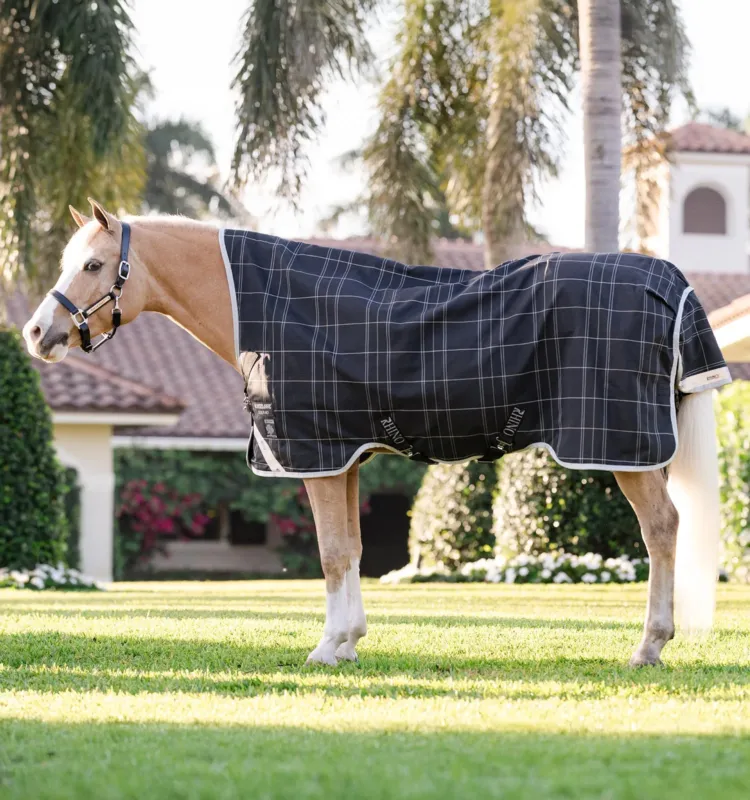 Couverture Horseware Rhino Wug Poney Turnout 0g 1000D - 75 cm - Noir / carreaux blanc gris Promotion Saisonnire