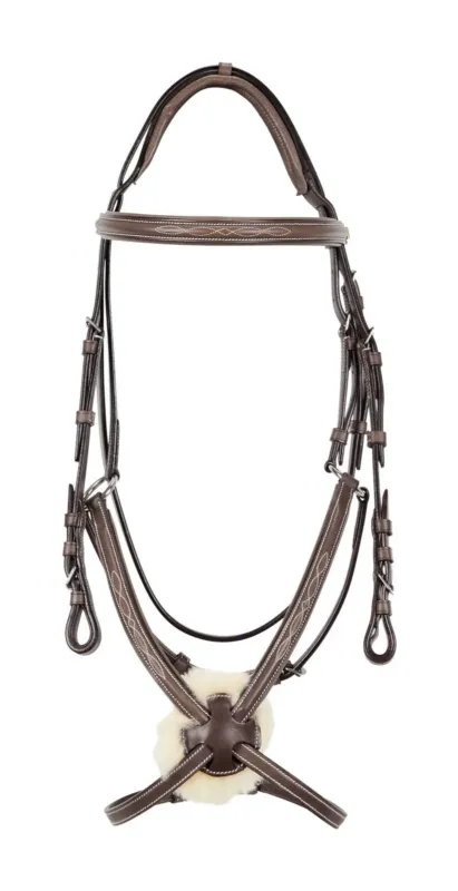 Marque Bridon Equestro muserolle mexicaine et mouton synthtique - Cheval - Marron fonc