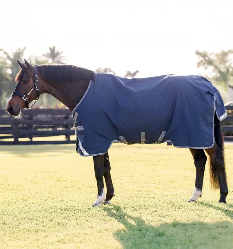 Couverture Horseware Rhino Turnout 250 g VL - 165 cm - Marine / gris titane / bleu classique Livraison Gratuite