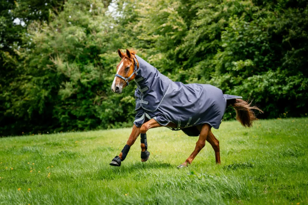 Super Prix Couverture Horseware Rambo Duo Ripstop Plus Turnout Bundle (100g + 100g + 200g) 1000D - 165 cm - Marine / orage / gris argent