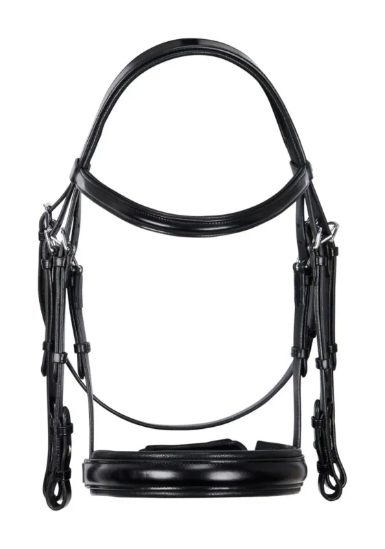 Nouvelle Collection Bride de dressage Equestro en cuir sans rnes - Cob - Noir