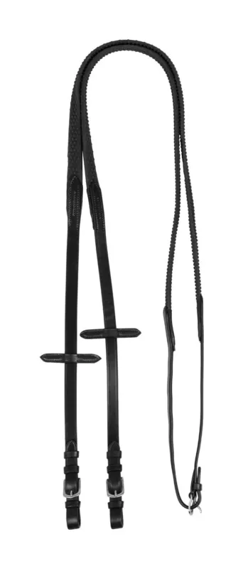 Rnes en cuir avec grip en caoutchouc 5/8" Acavallo - Noir Acheter Direct