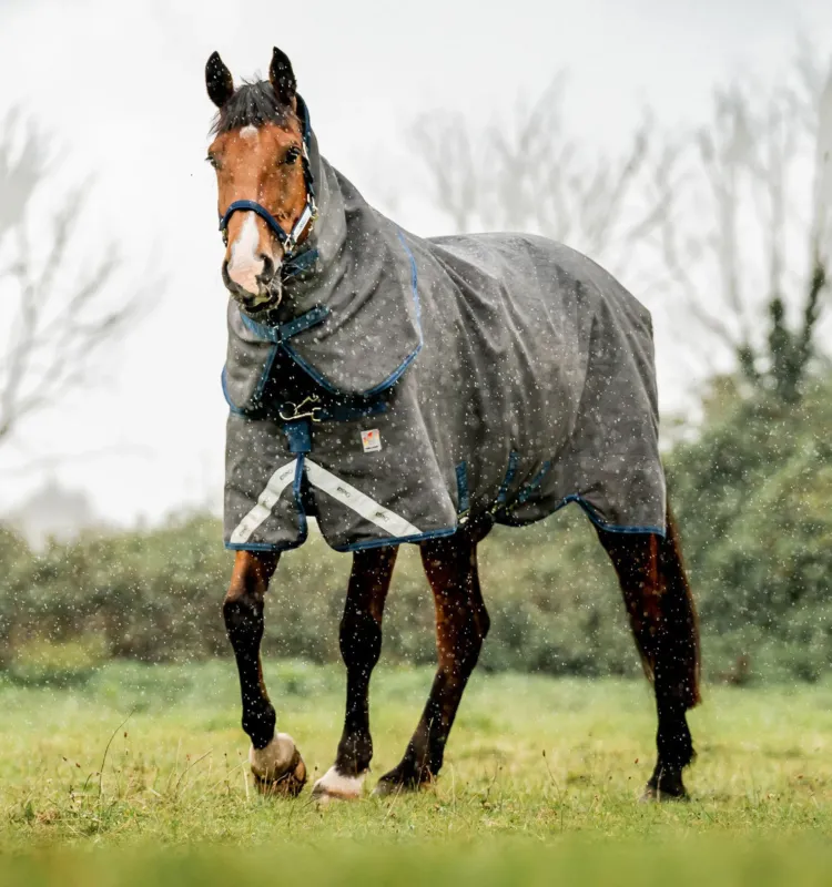 Livraison Express Couverture Horseware Rhino HexStop Plus Turnout 0g 1000D - 115 cm - Gris / indigo / marine