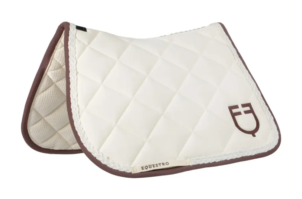 Satisfait Ou Rembours Tapis de saut Equestro cordon tress - Poney - Blanc antique / marron